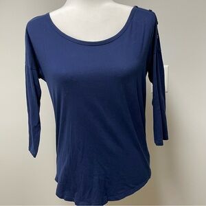 Gap Women's Shirt Navy Blue 3/4 Sleeves Size Small Pima Cotton  Minimalist Style